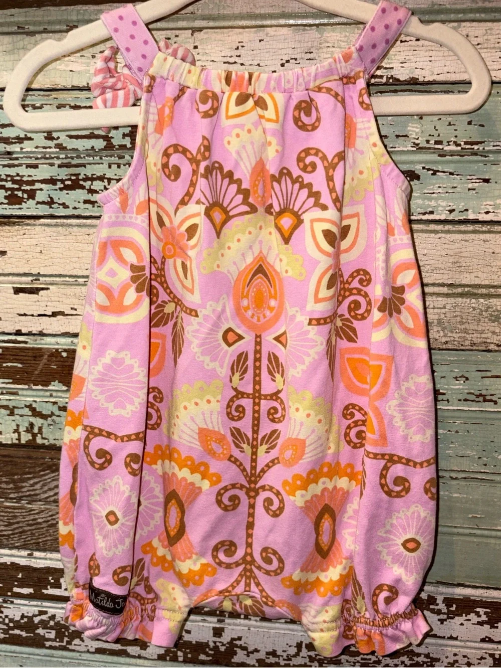 Matilda Jane Pink Floral & Orange Trim Baby Romper